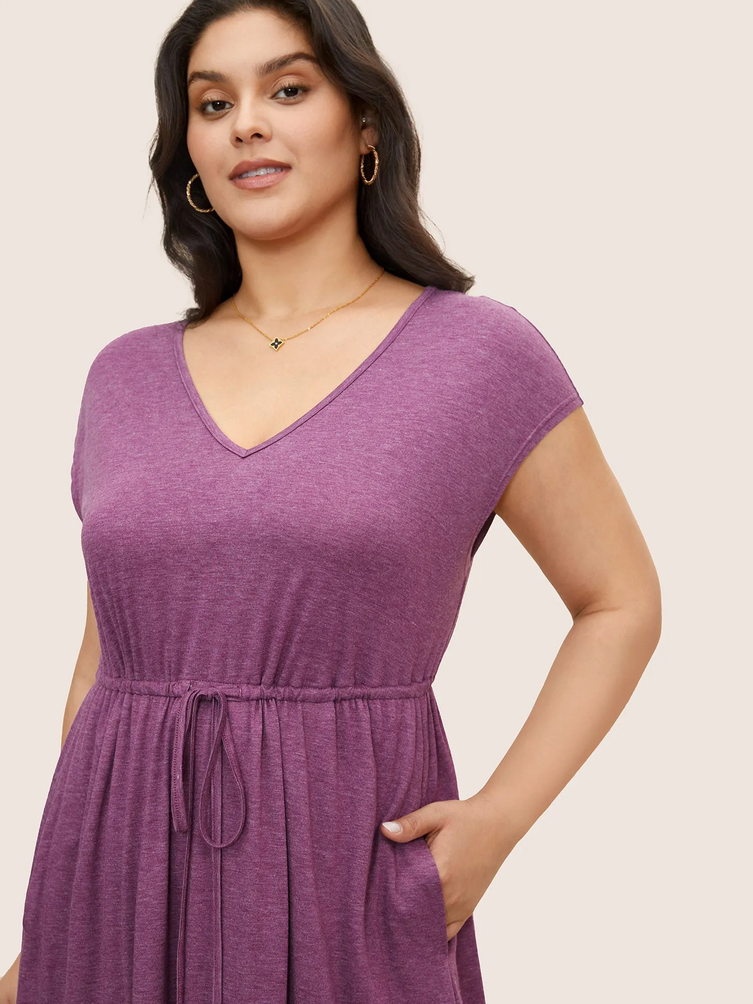 Supersoft Essentials Solid Heather Drawstring Dress sold by Bloomchic product image thumbnail 4