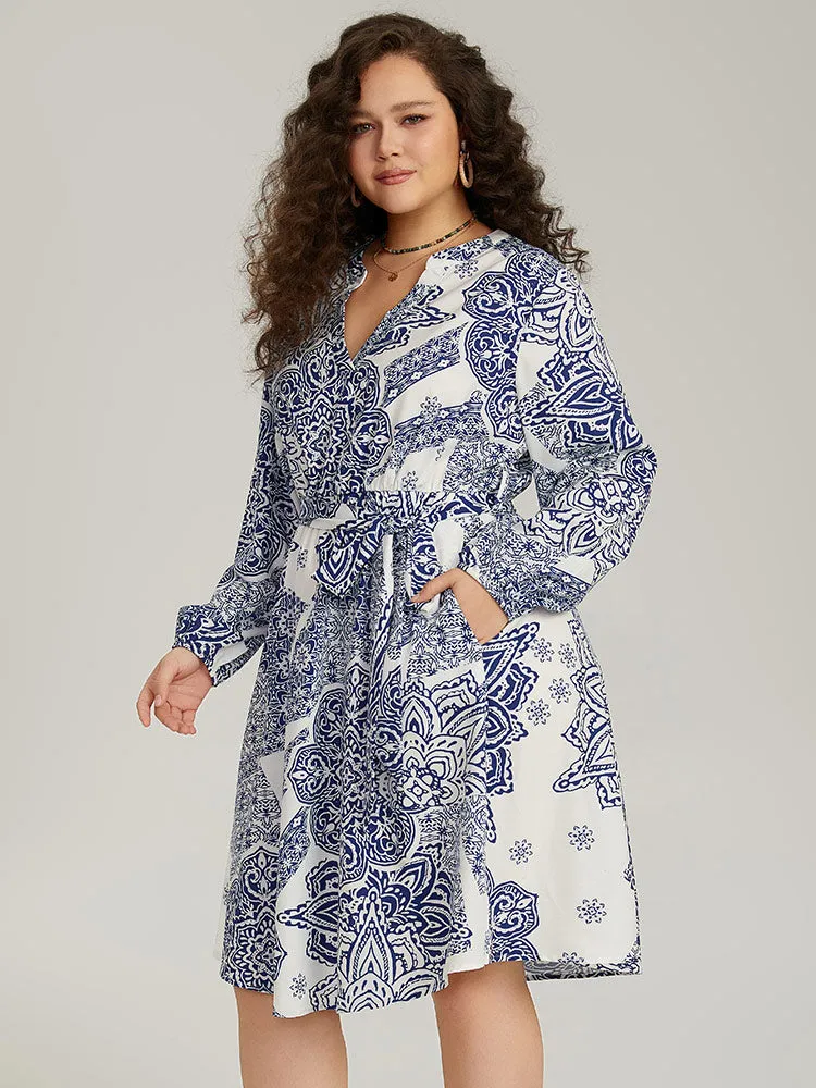 Bandana Print Notched Belted Dress sold by Bloomchic product image thumbnail 3