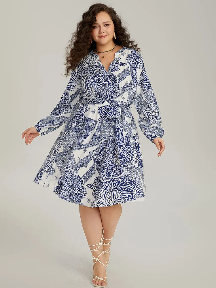 Bandana Print Notched Belted Dress sold by Bloomchic product image thumbnail 4