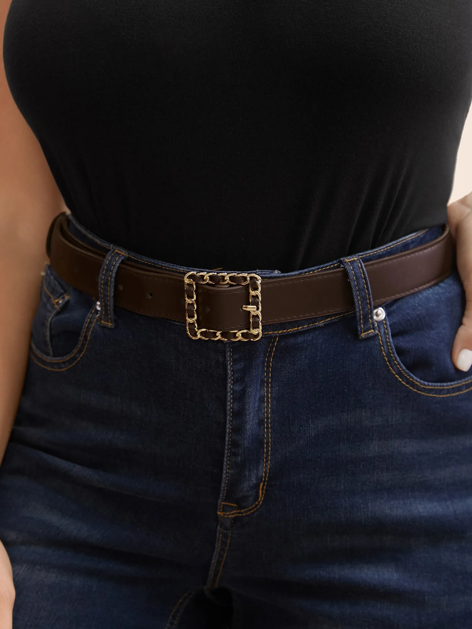 Molded Buckle Leather Belt sold by Bloomchic product image thumbnail 4