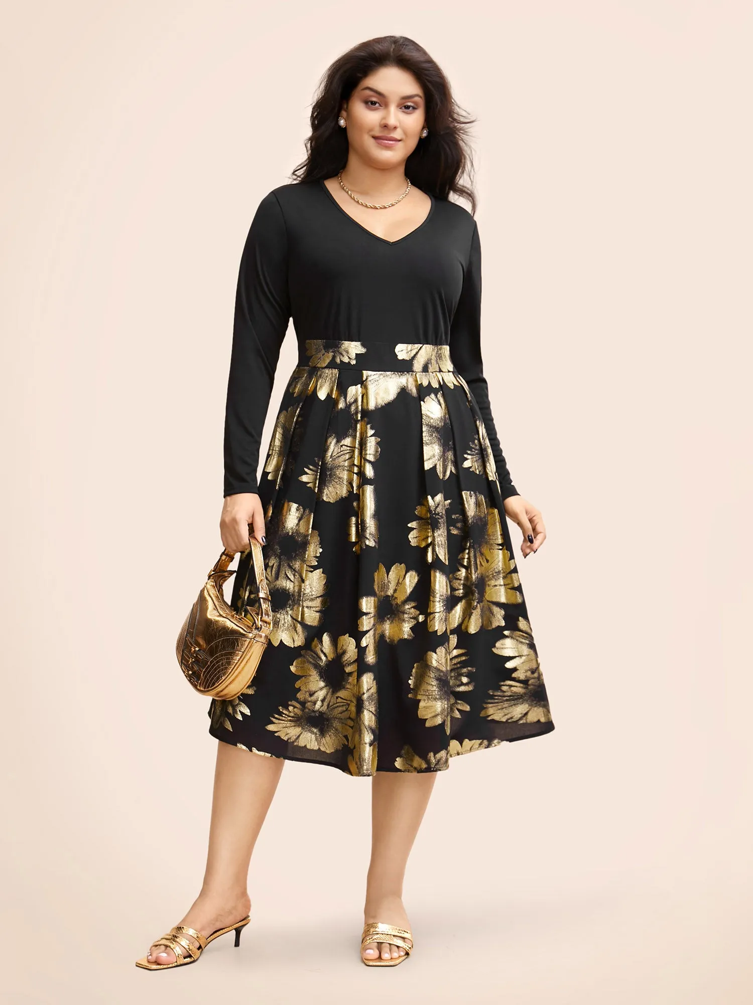 Brush Glitter Pocket Patchwork Dress sold by Bloomchic product image thumbnail 2