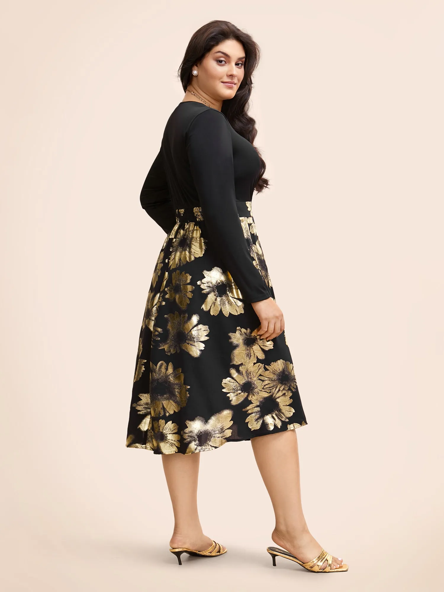 Brush Glitter Pocket Patchwork Dress sold by Bloomchic product image thumbnail 3