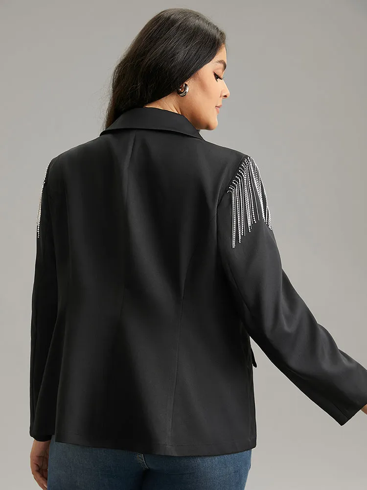 Solid Suit Collar Tassel Trim Blazer sold by Bloomchic product image thumbnail 2