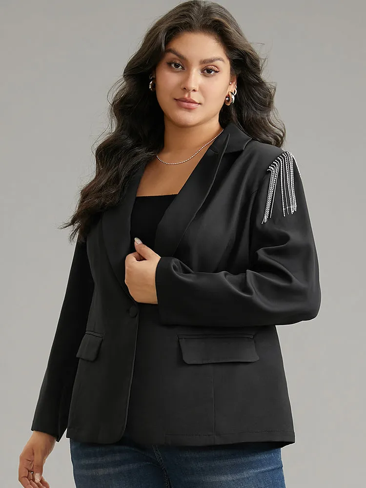 Solid Suit Collar Tassel Trim Blazer sold by Bloomchic product image thumbnail 3