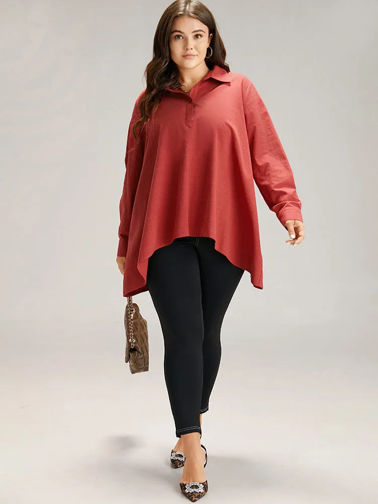Cotton Curved Hem Button Down Blouse sold by Bloomchic product image thumbnail 4