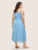 V Neck Ruffle Trim Elastic Waist Cami Dress sold by Bloomchic
