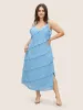 V Neck Ruffle Trim Elastic Waist Cami Dress sold by Bloomchic