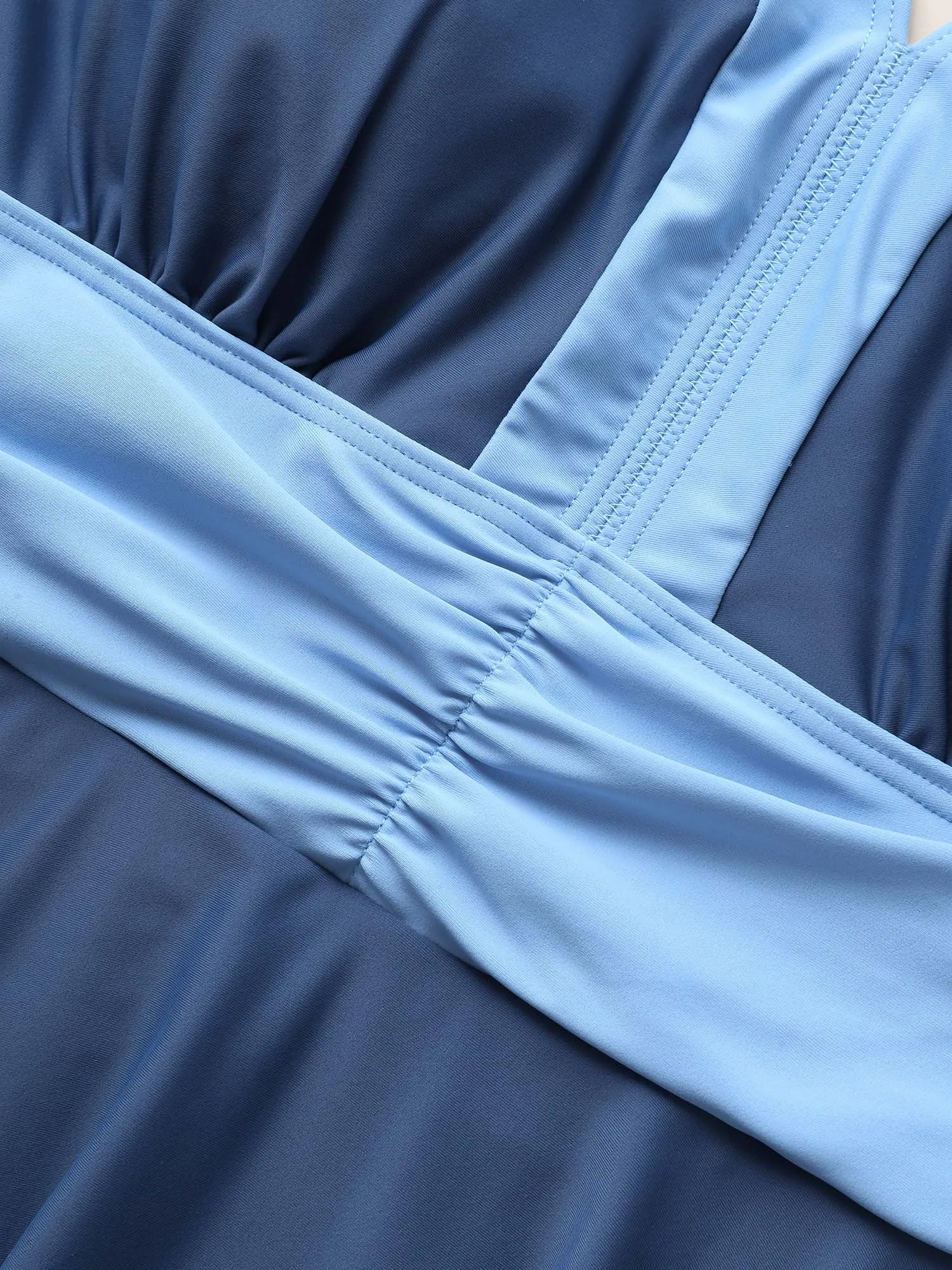 Two Tone Patchwork Gathered Swim Dress sold by Bloomchic product image thumbnail 5