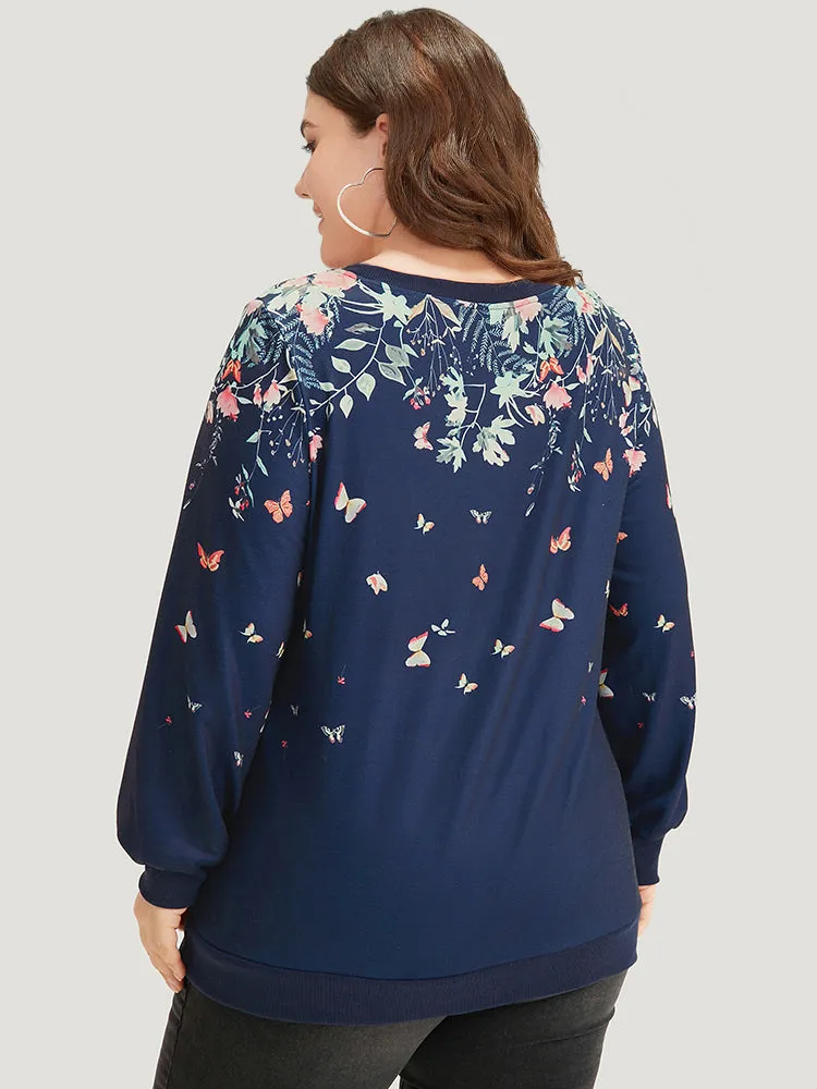 Boho Print Elastic Cuffs Round Neck Sweatshirt sold by Bloomchic product image thumbnail 4