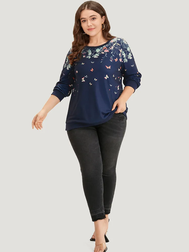 Boho Print Elastic Cuffs Round Neck Sweatshirt sold by Bloomchic product image thumbnail 5