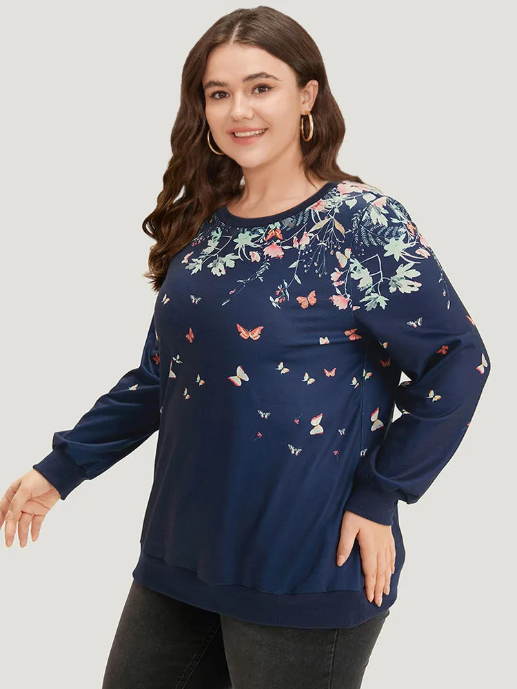 Boho Print Elastic Cuffs Round Neck Sweatshirt sold by Bloomchic product image thumbnail 3