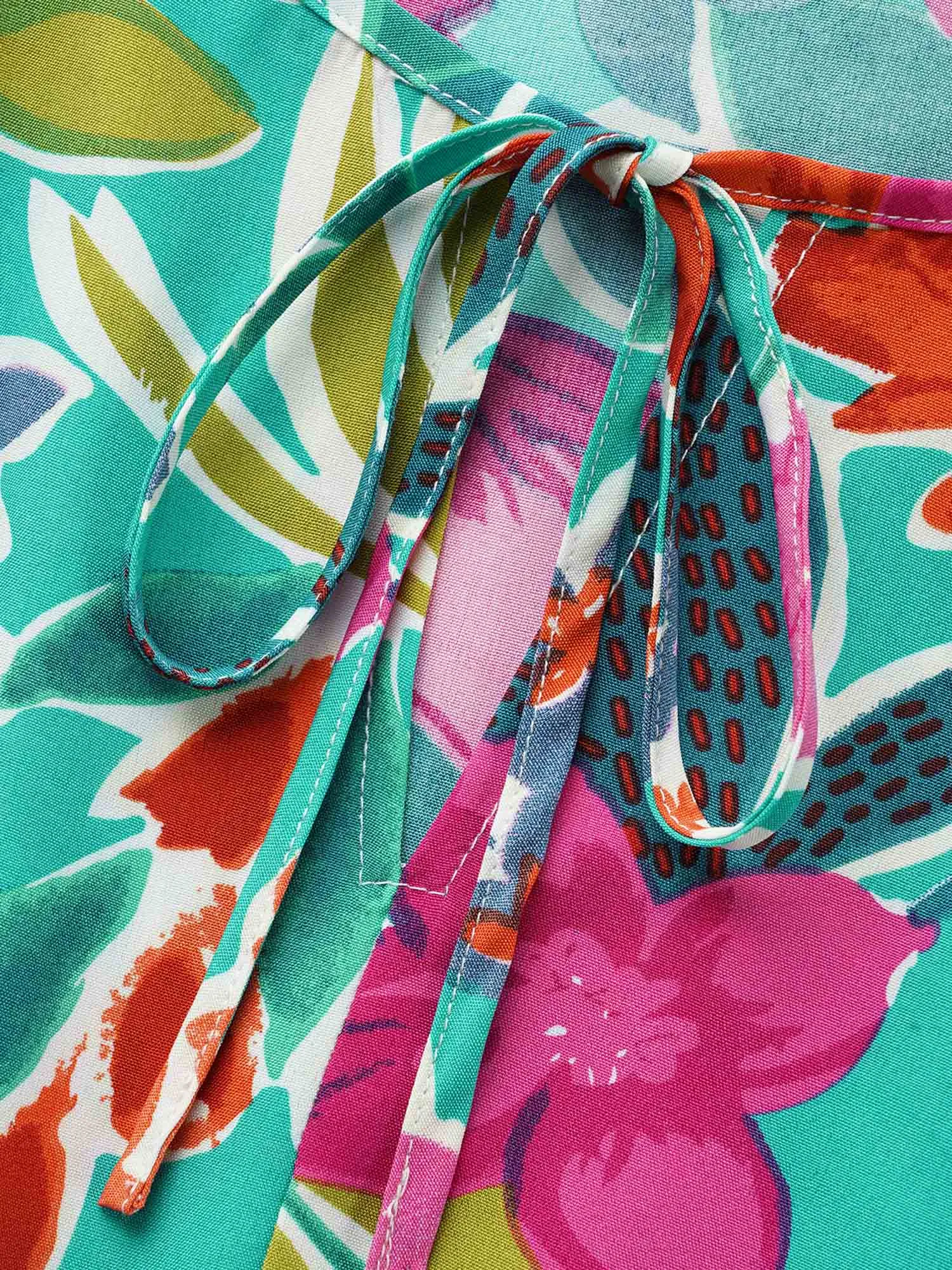 Floral Tie Knot Gathered Ruffle Hem Dress sold by Bloomchic product image thumbnail 5