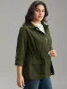 Solid Elastic Waist Zipper Fly Flap Pocket Coat sold by Bloomchic