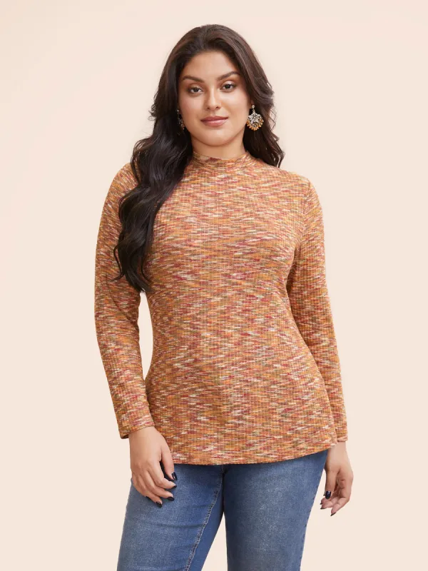 Mock Neck Textured Heather T-shirt sold by Bloomchic