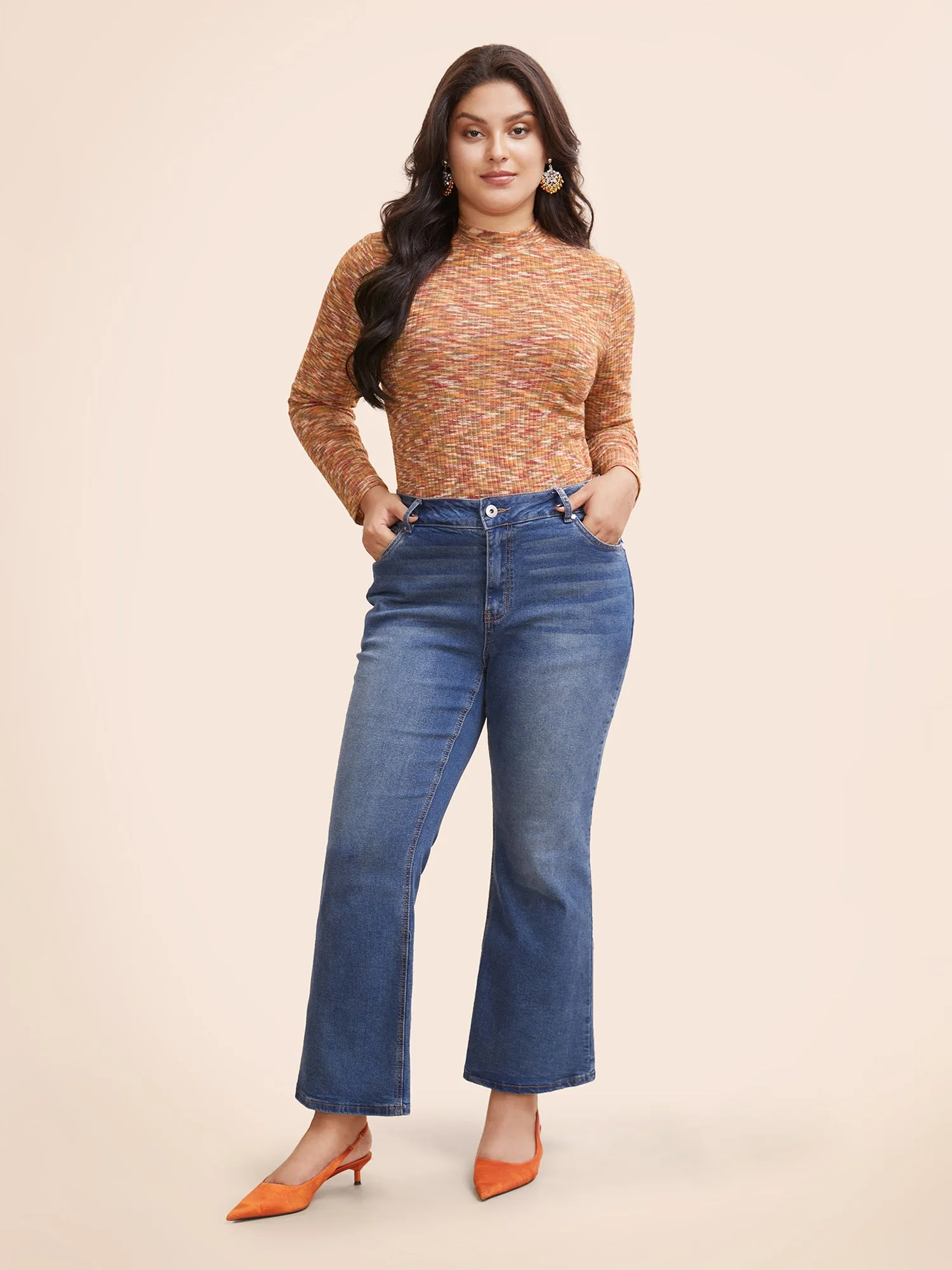 Mock Neck Textured Heather T-shirt sold by Bloomchic product image thumbnail 3