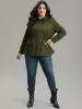 Solid Elastic Waist Zipper Fly Flap Pocket Coat sold by Bloomchic