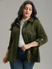 Solid Elastic Waist Zipper Fly Flap Pocket Coat sold by Bloomchic
