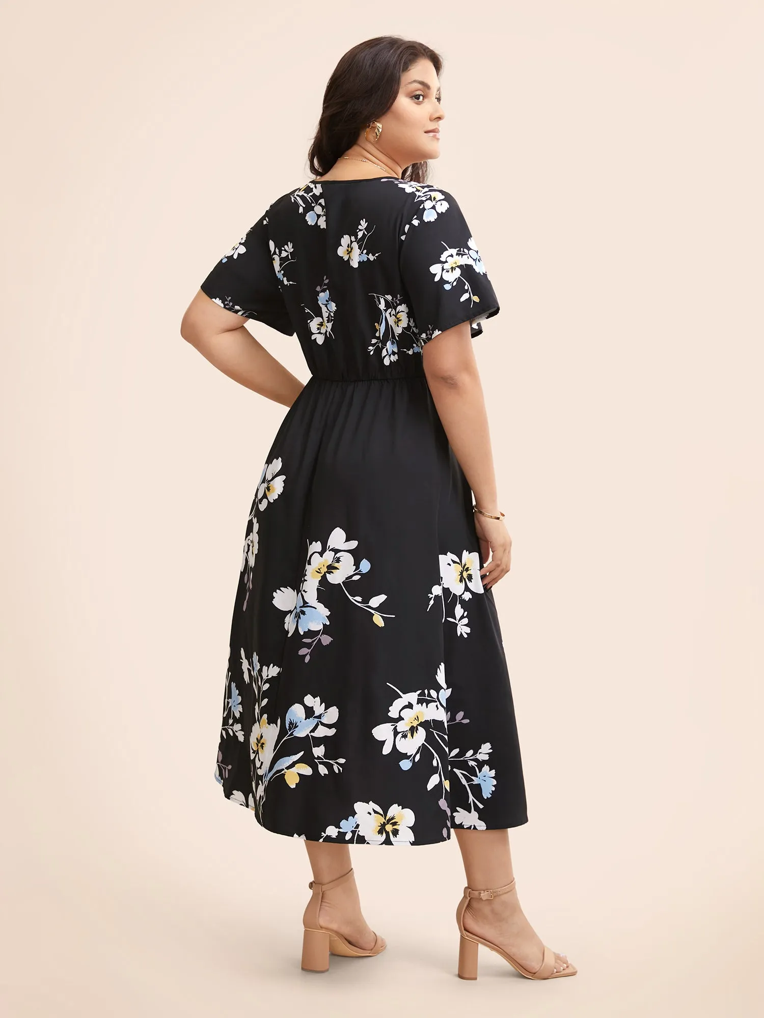 Silhouette Floral Print Split Hem Dress sold by Bloomchic product image thumbnail 4