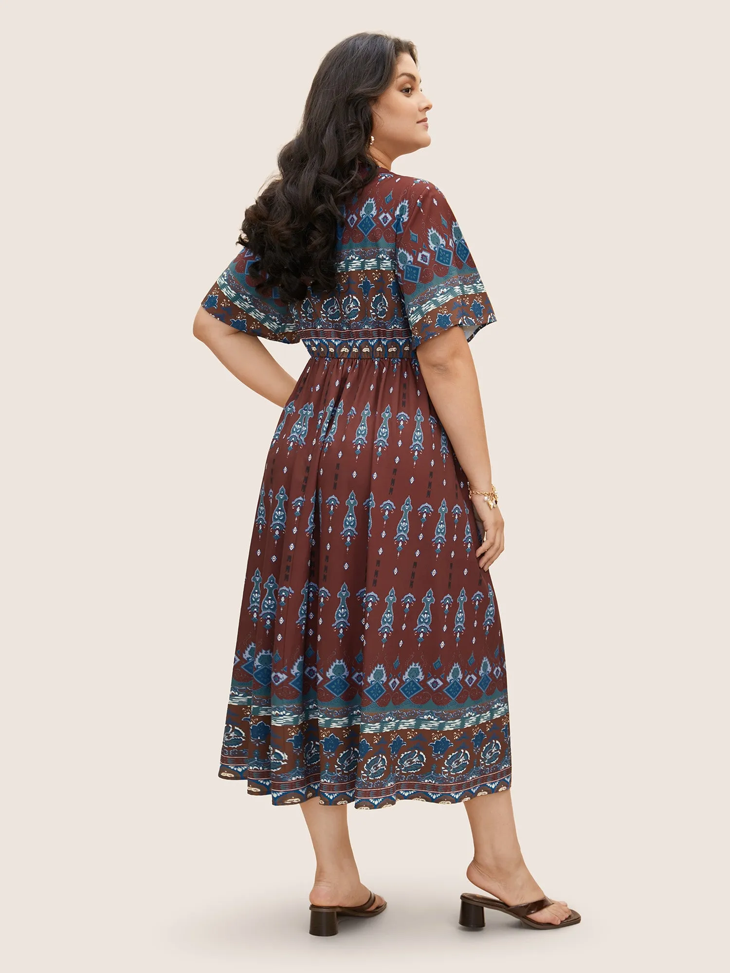 Bandana Print Notched Button Detail Dress sold by Bloomchic product image thumbnail 4