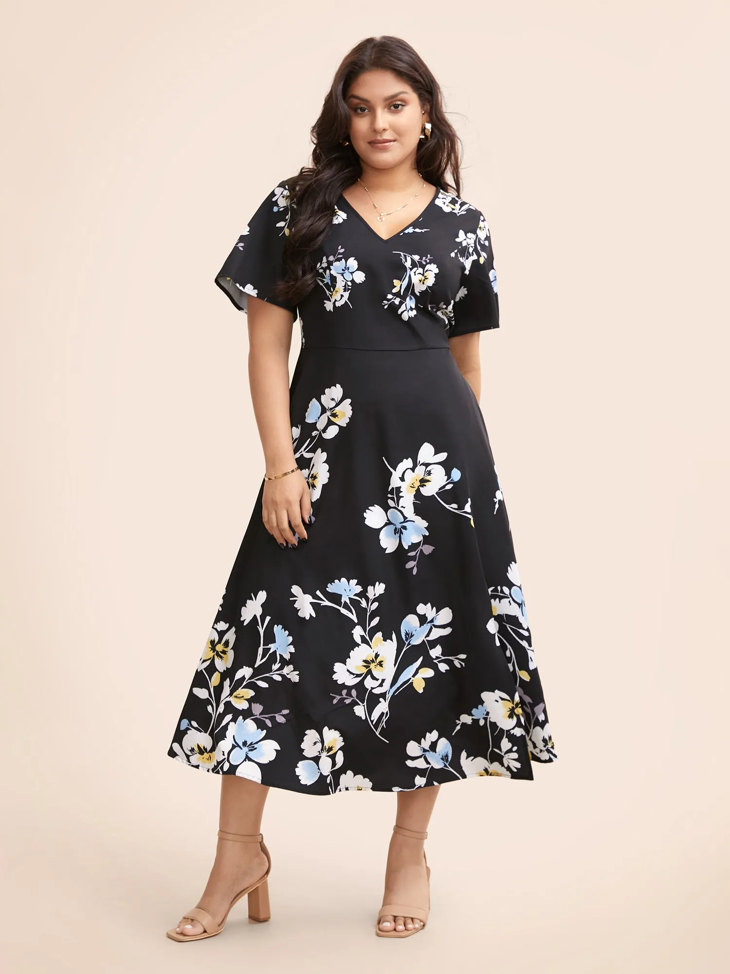 Silhouette Floral Print Split Hem Dress sold by Bloomchic product image thumbnail 3