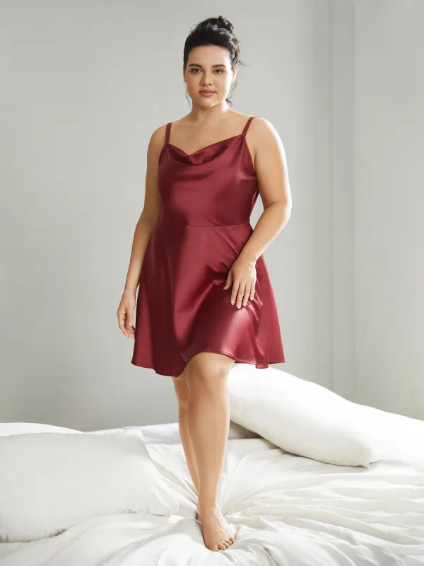 Solid Satin Cowl Neck Sleep Dresses sold by Bloomchic