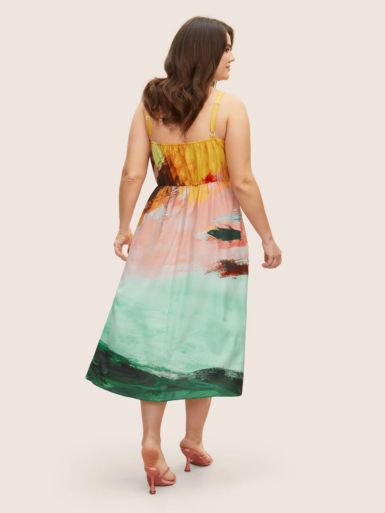 Contrast Brush Print Sleeveless Midi Dress sold by Bloomchic product image thumbnail 4