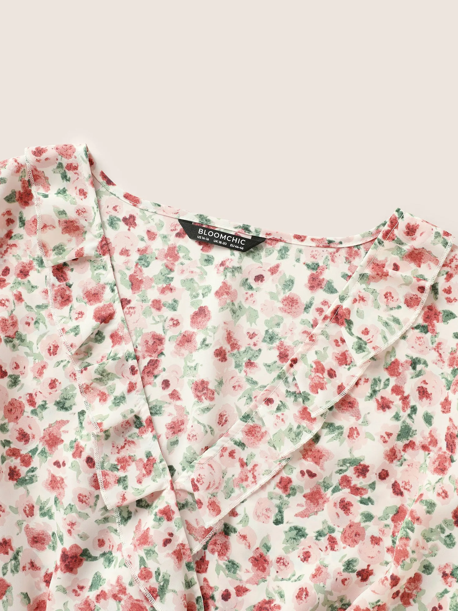 Ditsy Floral Overlap Collar Ruffles Shirred Blouse sold by Bloomchic product image thumbnail 5