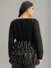 Sequin Mesh Patchwork Square Neck Blouse sold by Bloomchic