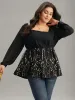Sequin Mesh Patchwork Square Neck Blouse sold by Bloomchic