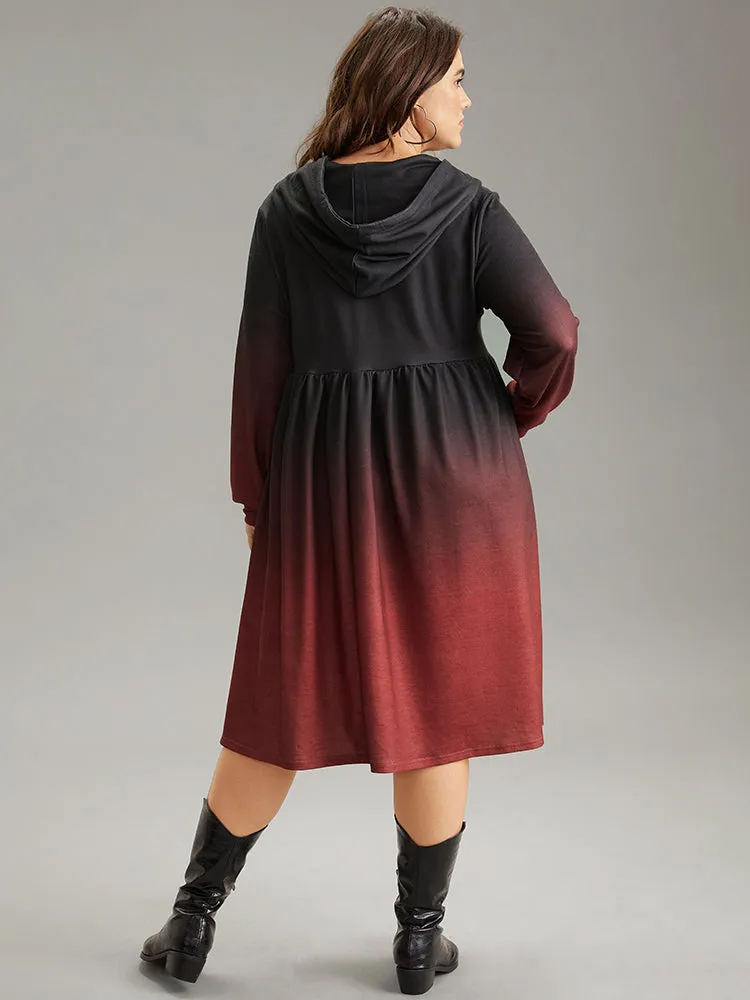 Ombre Elastic Waist Drawstring Hooded Dress sold by Bloomchic product image thumbnail 5