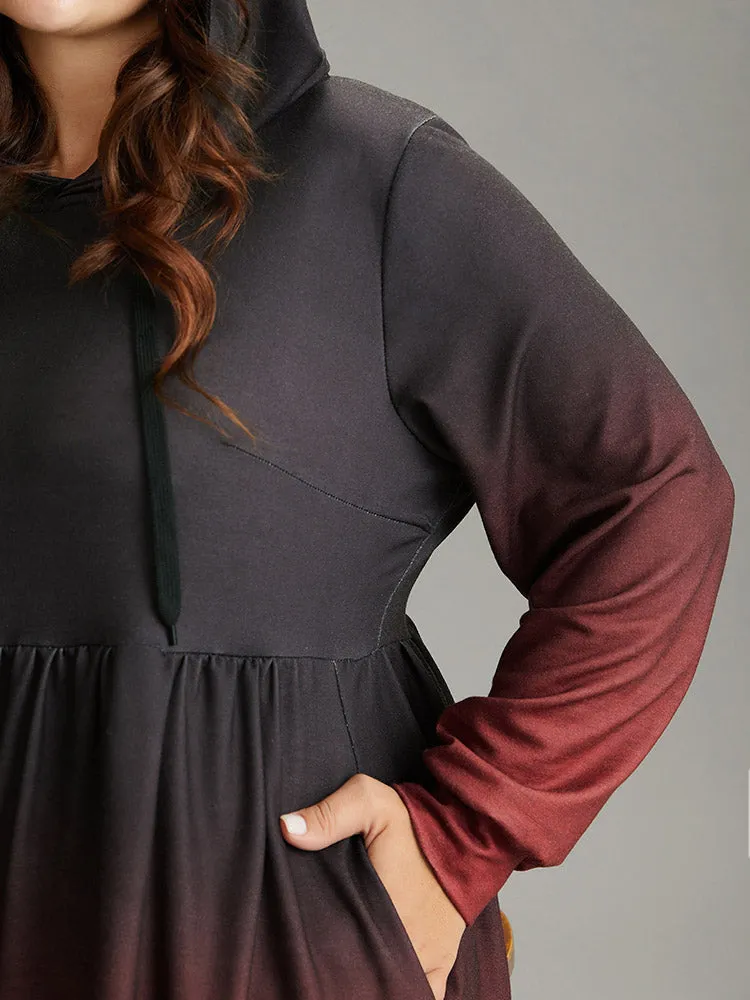 Ombre Elastic Waist Drawstring Hooded Dress sold by Bloomchic product image thumbnail 4