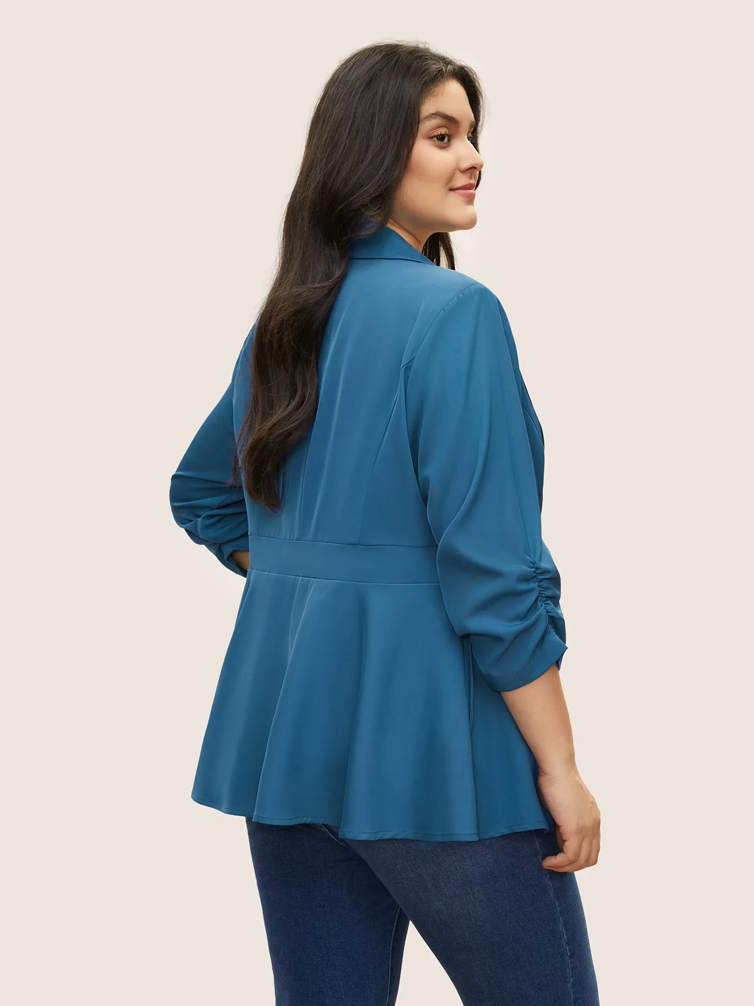 Suit Collar Gathered Lined Floral Blazer sold by Bloomchic product image thumbnail 5