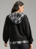 Plaid Patchwork O Ring Zipper Hooded Drawstring Jacket sold by Bloomchic