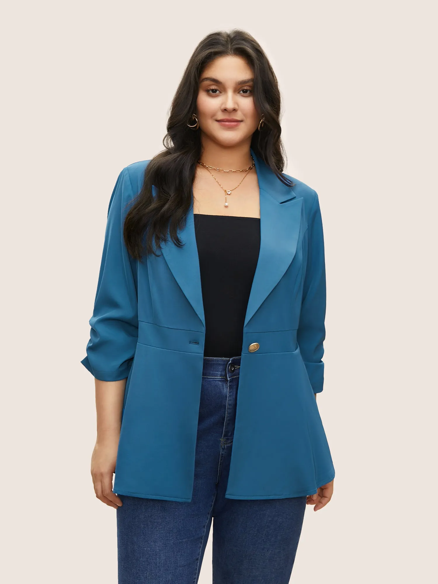 Suit Collar Gathered Lined Floral Blazer sold by Bloomchic