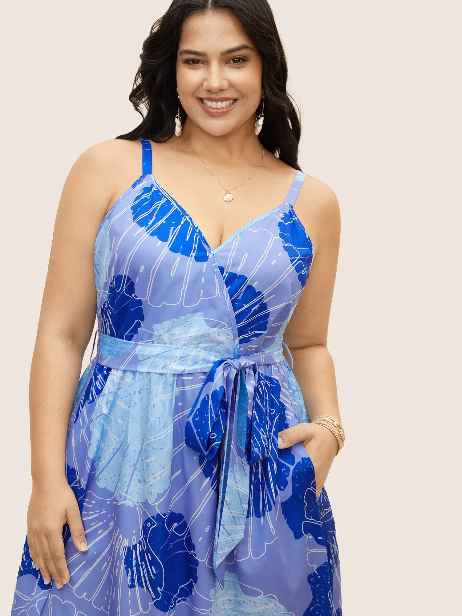 Sea Shells Overlap Collar Cami Maxi Dress sold by Bloomchic product image thumbnail 4