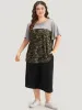 Camo Patchwork Round Neck Ruffle Sleeve T-shirt sold by Bloomchic
