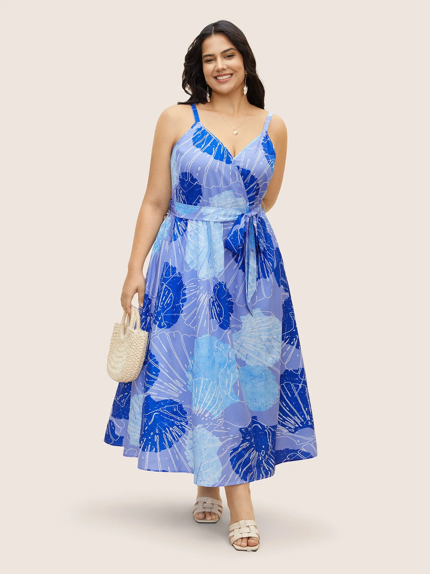 Sea Shells Overlap Collar Cami Maxi Dress sold by Bloomchic