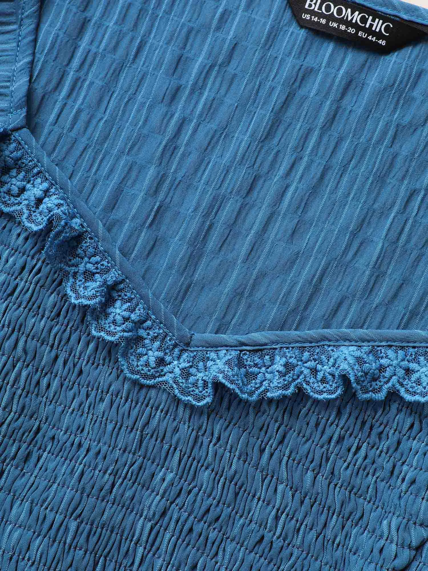 Plain Textured Frill Trim Ruffle Sleeve Blouse sold by Bloomchic product image thumbnail 5