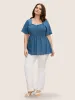 Plain Textured Frill Trim Ruffle Sleeve Blouse sold by Bloomchic