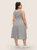 Gingham Frill Trim Gathered Midi Dress sold by Bloomchic