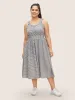 Gingham Frill Trim Gathered Midi Dress sold by Bloomchic