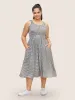 Gingham Frill Trim Gathered Midi Dress sold by Bloomchic