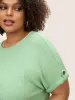 Plain Waffle Knit Button Cuff Sleeve T-shirt sold by Bloomchic
