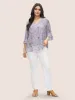 Daffodils Print Tiered Ruffle Sleeve Mesh Blouse sold by Bloomchic