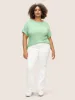 Plain Waffle Knit Button Cuff Sleeve T-shirt sold by Bloomchic