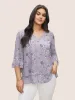 Daffodils Print Tiered Ruffle Sleeve Mesh Blouse sold by Bloomchic