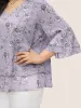 Daffodils Print Tiered Ruffle Sleeve Mesh Blouse sold by Bloomchic
