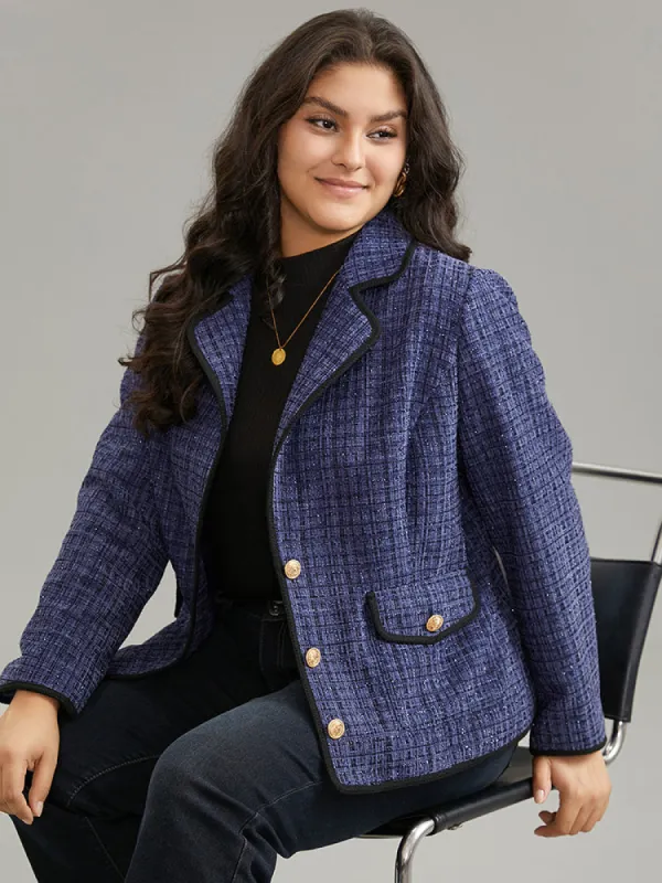 Tweed Suit Collar Button Up Flap Pocket Blazer sold by Bloomchic