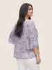 Daffodils Print Tiered Ruffle Sleeve Mesh Blouse sold by Bloomchic