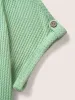 Plain Waffle Knit Button Cuff Sleeve T-shirt sold by Bloomchic
